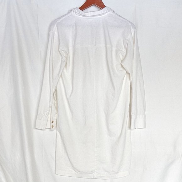 Linen shirt dress white long-sleeve v-neck small EUC Old Navy - Picture 3 of 8